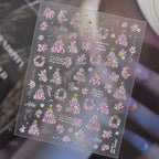 3D French Vintage Rose & Daisy Nail Stickers - Floral Wreath Decals 6142