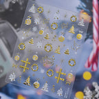 3D Gold Silver Christmas Tree &Wreath Nail Stickers