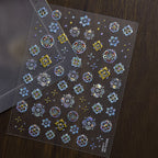 Retro Mother-of-Pearl Nail Stickers - Holo Floral Decals 6181
