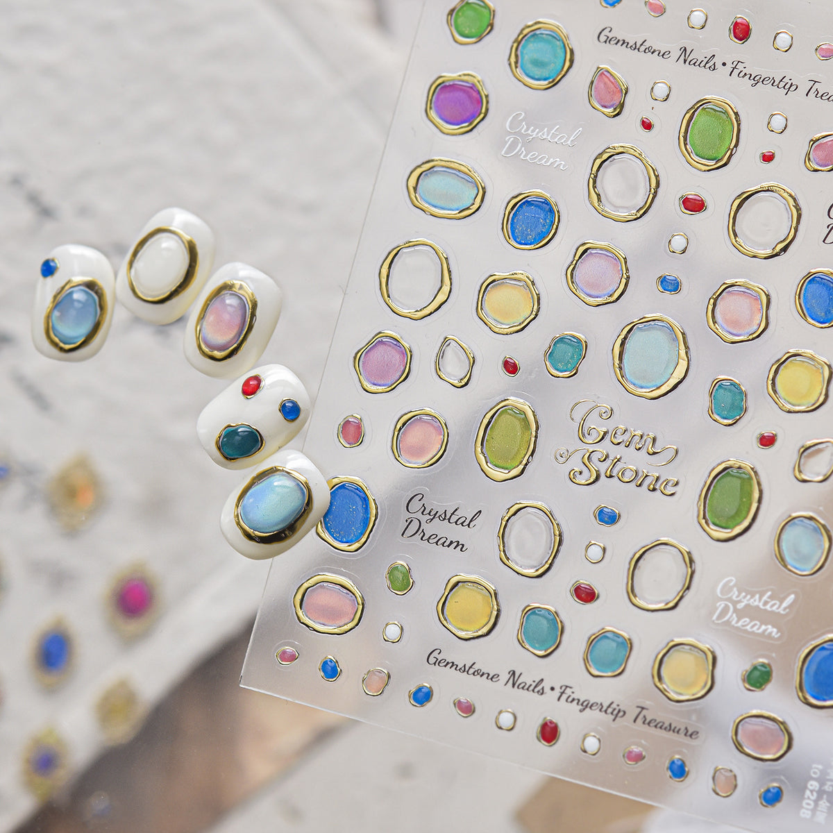 Baroque Gemstone Nail Art Stickers Vintage Gold Jewel Decals 6195