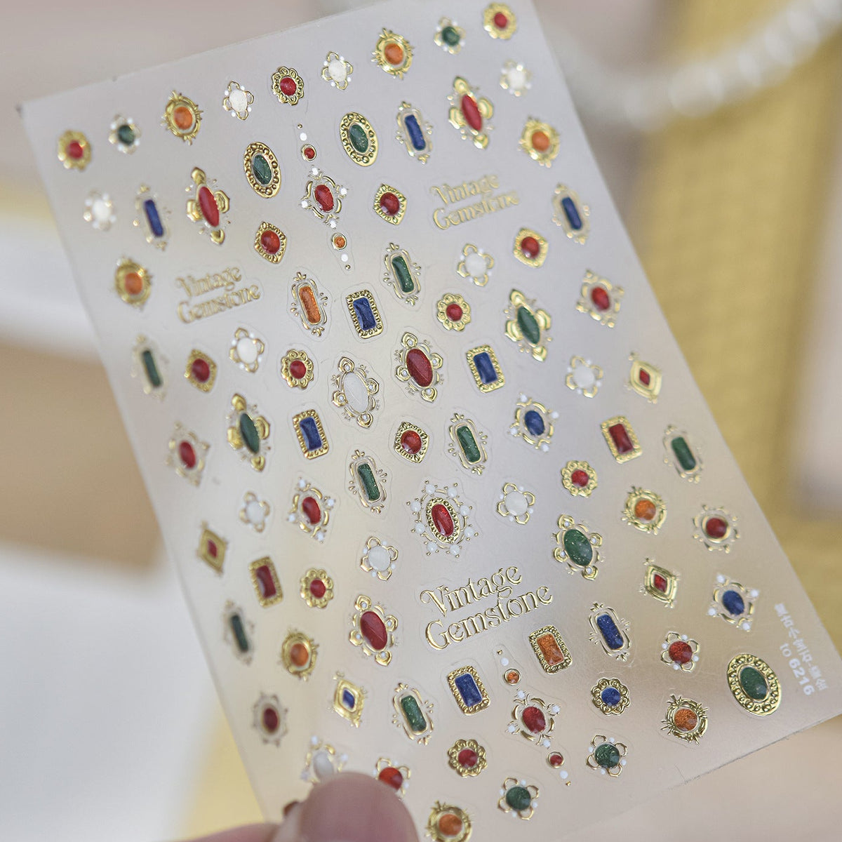 Baroque Gemstone Nail Art Stickers Vintage Gold Jewel Decals
