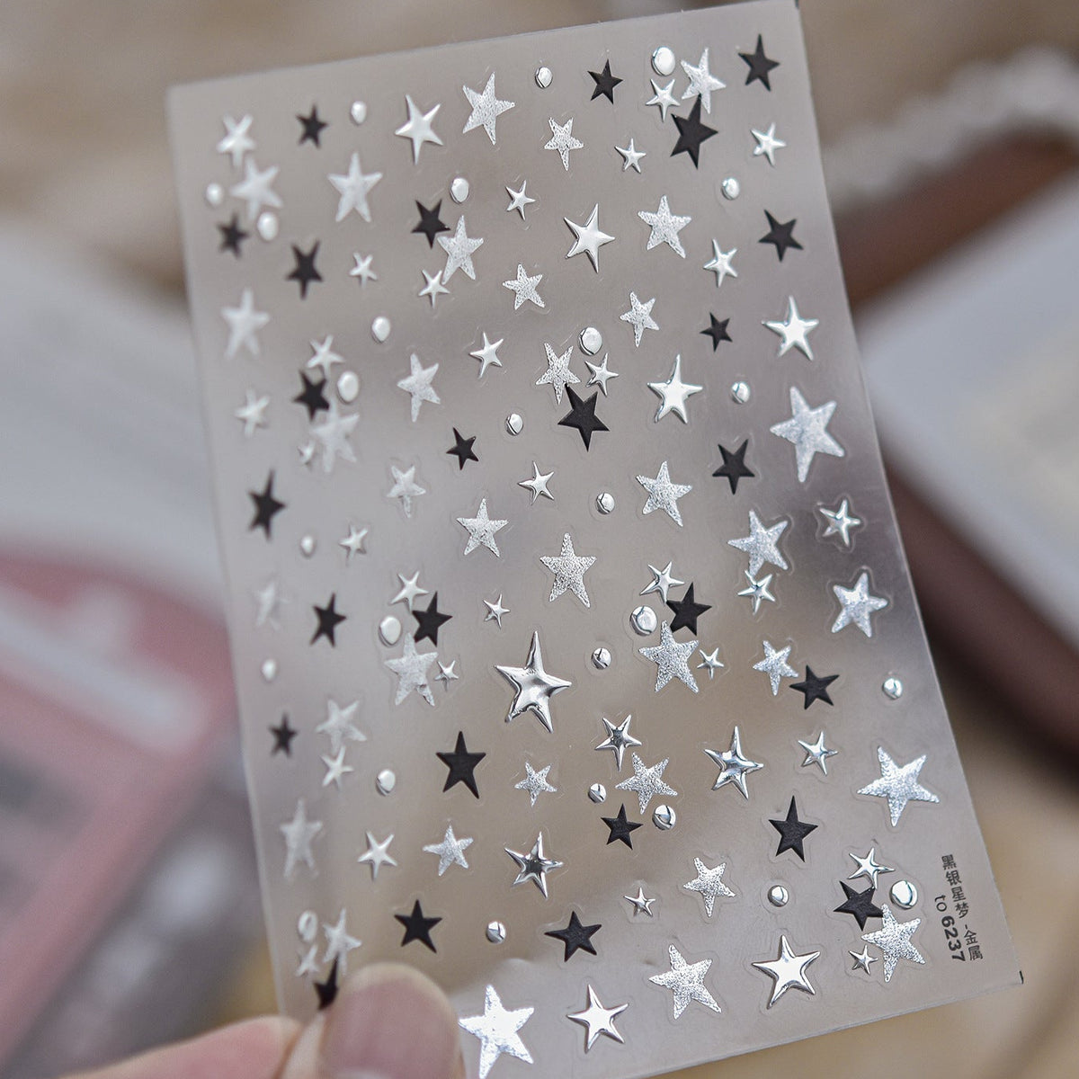 Gold Silver Star Nail Art Stickers Metal Effect Stars Decals to2466