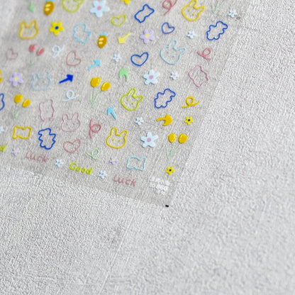 Graffiti Nail Stickers 5D Embossed Flower Nail Art Sticker Decals Adhesive Manicure Accessories to860