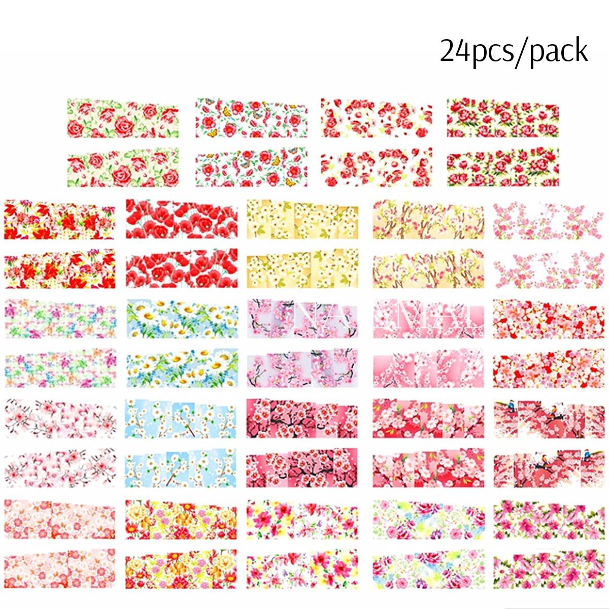 24pcs Floral Flower Nail Water Decals Blooming Flower - Nail MAD