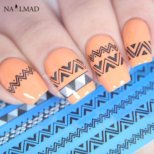 1 sheet Black Chevron Nail Water Decals DS167 - Nail MAD