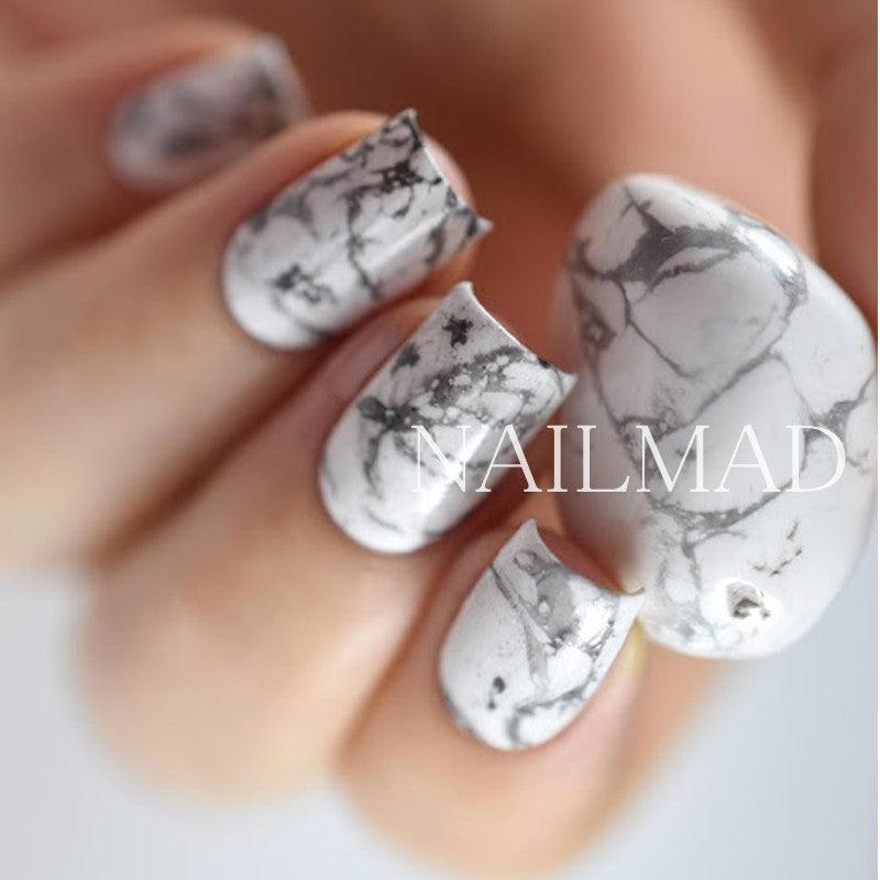 White/Black Stone Marble Nail Art Water Decals - Nail MAD