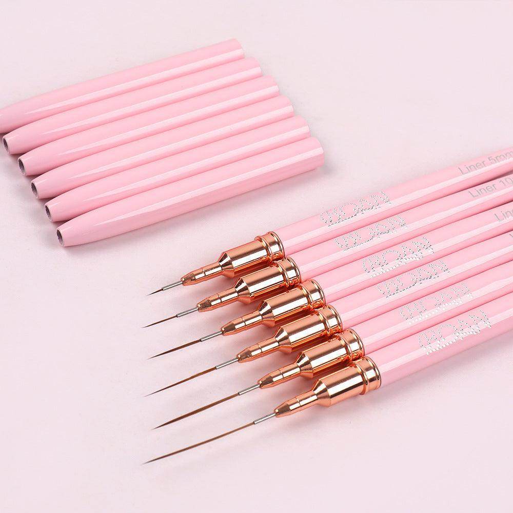 6pcs Nail Art Liner Brushes Sizes 5/10/15/20/25/30mm - Nail MAD