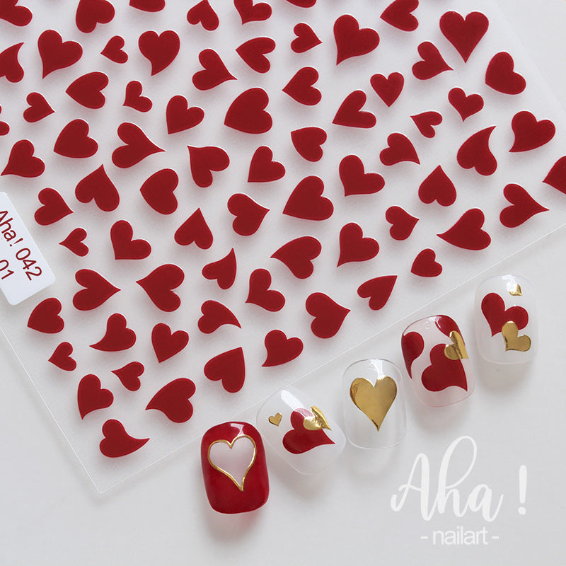 Hollow Love Heart Nail Art Stickers Adhesive 3D Decals Aha