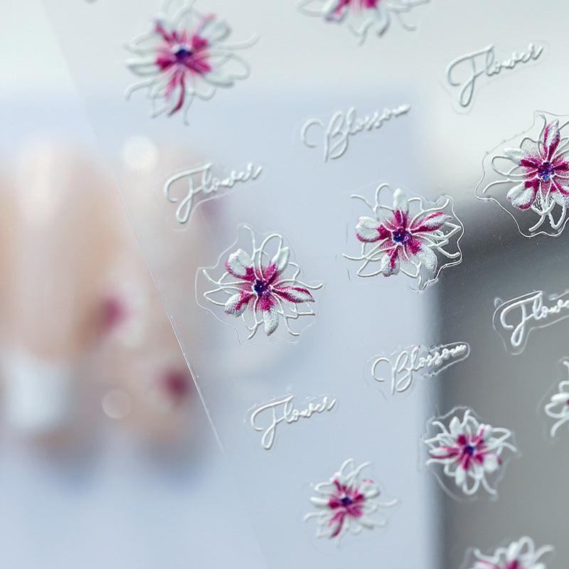 Tensor Nail Art Stickers Flowers Embossed Sticker Decals TS1627 - Nail MAD