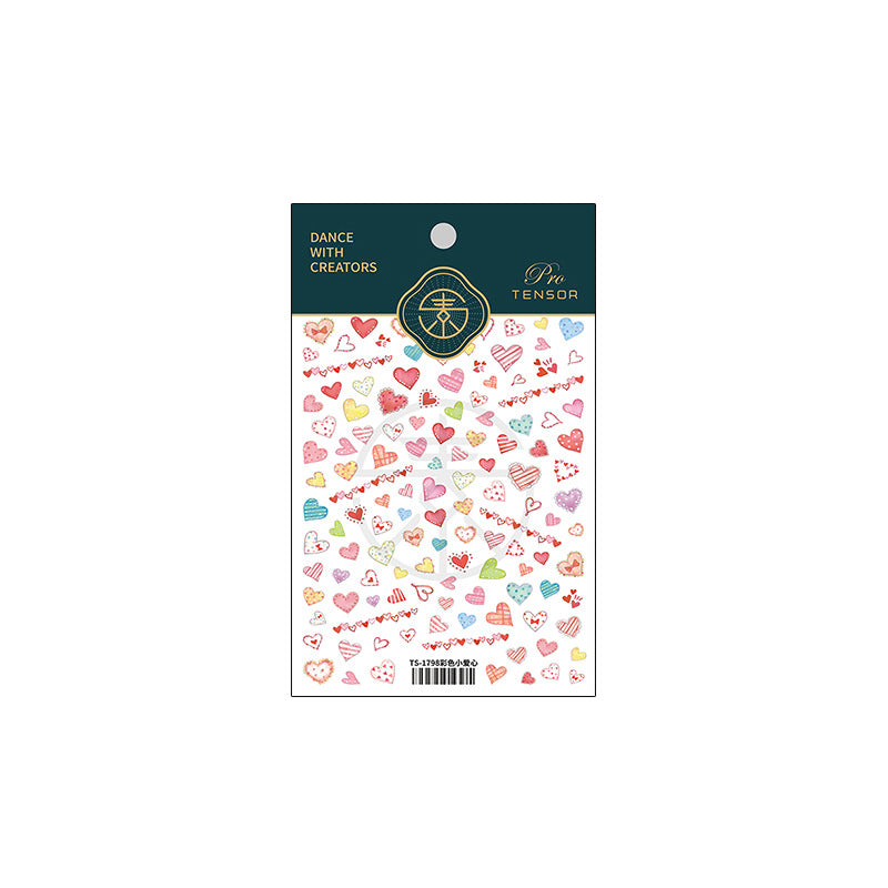 Tensor Nail Stickers Embossed Colorful Love Heart Shape - Nail MAD