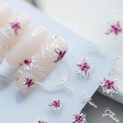 Tensor Nail Art Stickers Flowers Embossed Sticker Decals TS1627 - Nail MAD