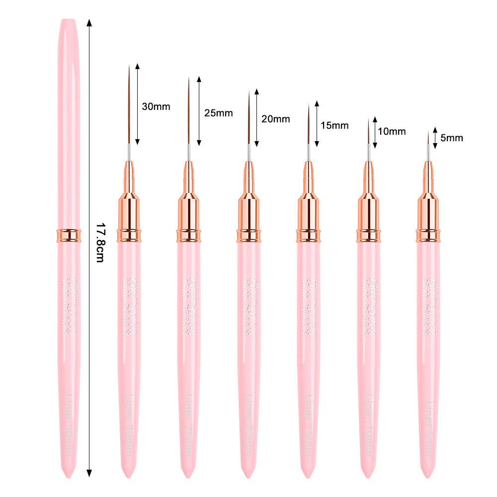 6pcs Nail Art Liner Brushes Sizes 5/10/15/20/25/30mm - Nail MAD