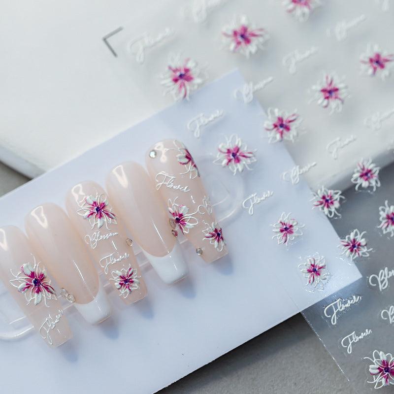 Tensor Nail Art Stickers Flowers Embossed Sticker Decals TS1627 - Nail MAD