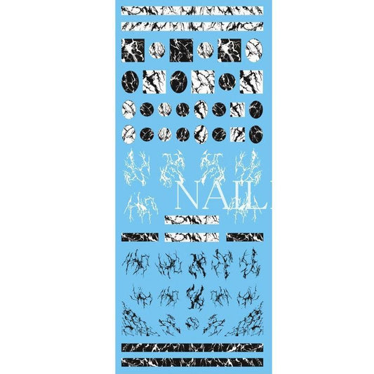 White/Black Stone Marble Nail Art Water Decals - Nail MAD