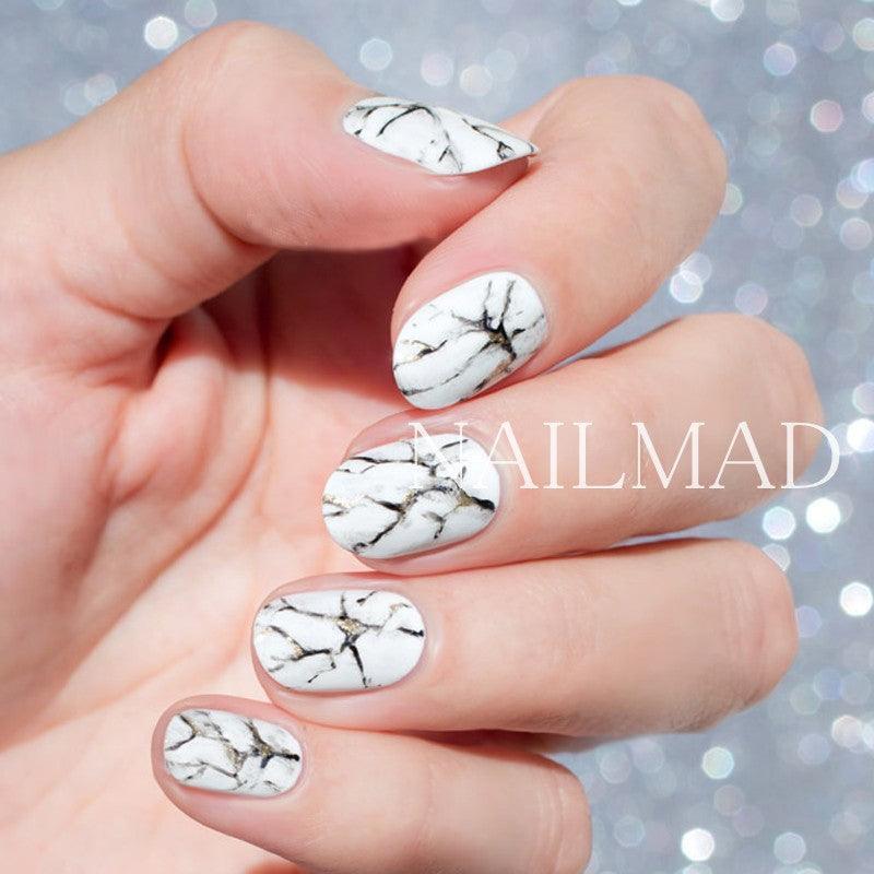 White/Black Stone Marble Nail Art Water Decals - Nail MAD